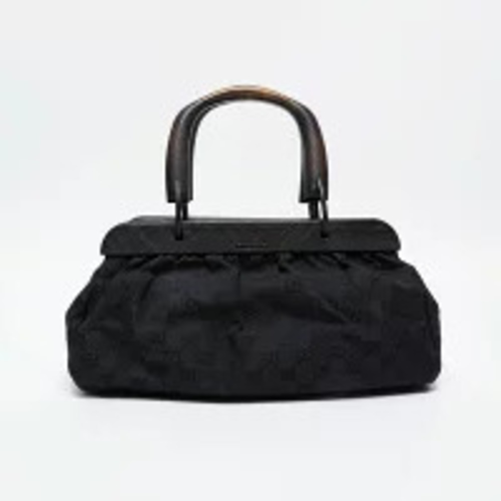 Gucci Canvas Handbag Black Bamboo GG - Picture 1 of 13